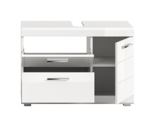 Waschbeckenunterschrank >Scout< in Weiß/Weiß hochglanz - 80x56x34cm (BxHxT)