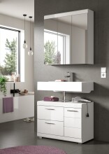 Waschbeckenunterschrank >Scout< in Weiß/Weiß hochglanz - 80x56x34cm (BxHxT)