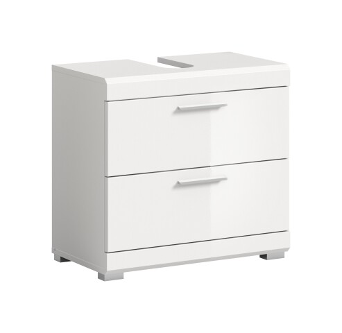Waschbeckenunterschrank >Scout< in Weiß/Weiß hochglanz - 60x56x34cm (BxHxT)