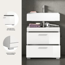 Waschbeckenunterschrank >Scout< in Weiß/Weiß hochglanz - 60x56x34cm (BxHxT)