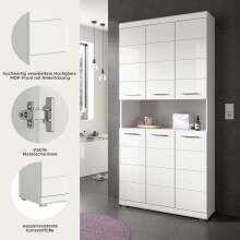 Hochschrank >Scout< in Weiß/Weiß hochglanz - 90x191x31cm (BxHxT)