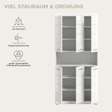 Hochschrank >Scout< in Weiß/Weiß hochglanz - 90x191x31cm (BxHxT)