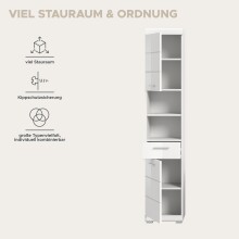 Hochschrank >Scout< in Weiß/Weiß hochglanz - 37x191x31cm (BxHxT)