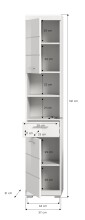 Hochschrank >Scout< in Weiß/Weiß hochglanz - 37x191x31cm (BxHxT)