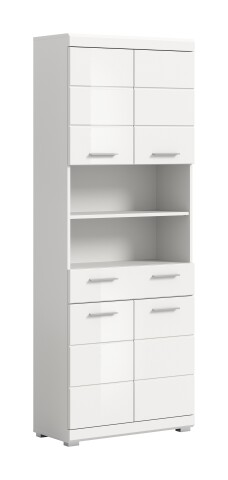 Hochschrank >Scout< in Weiß/Weiß hochglanz - 74x191x31cm (BxHxT)