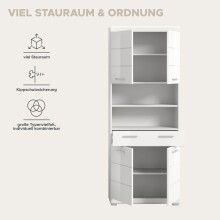 Hochschrank >Scout< in Weiß/Weiß hochglanz - 74x191x31cm (BxHxT)
