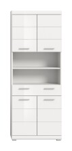 Hochschrank >Scout< in Weiß/Weiß hochglanz - 74x191x31cm (BxHxT)