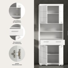 Hochschrank >Scout< in Weiß/Weiß hochglanz - 74x191x31cm (BxHxT)