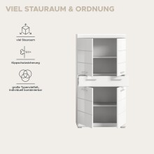 Midischrank >Scout< in Weiß/Weiß hochglanz - 74x141x31cm (BxHxT)