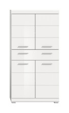 Midischrank >Scout< in Weiß/Weiß hochglanz - 74x141x31cm (BxHxT)