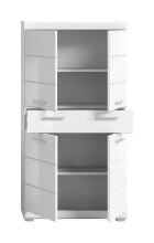 Midischrank >Scout< in Weiß/Weiß hochglanz - 74x141x31cm (BxHxT)