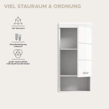 Hängeschrank >Scout< in Weiß/Weiß hochglanz - 37x79x24cm (BxHxT)