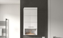 Hängeschrank >Scout< in Weiß/Weiß hochglanz - 37x79x24cm (BxHxT)
