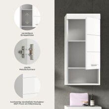 Hängeschrank >Scout< in Weiß/Weiß hochglanz - 37x79x24cm (BxHxT)