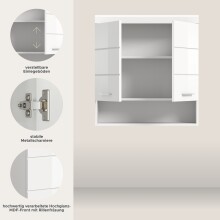 Hängeschrank >Scout< in Weiß/Weiß hochglanz - 74x79x24cm (BxHxT)
