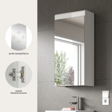 Badezimmerspiegelschrank >Scout< in Weiß/Spiegelglas - 40x79x18cm (BxHxT)