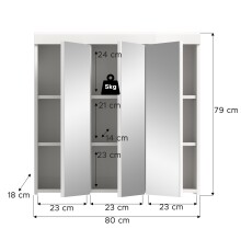 Badezimmerspiegelschrank >Scout< in Weiß/Spiegelglas - 80x79x18cm (BxHxT)