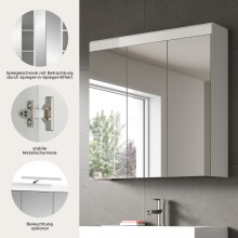 Badezimmerspiegelschrank >Scout< in Weiß/Spiegelglas - 80x79x18cm (BxHxT)