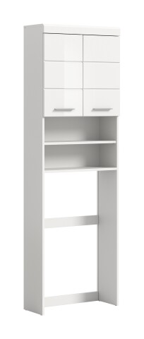 Waschmaschinenumbauschrank >Scout< in Weiß/Weiß hochglanz - 63x191x24cm (BxHxT)