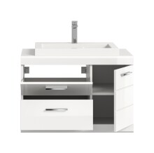 Waschbeckenunterschrank >Scout< in Weiß/Weiß hochglanz - 80x65x50cm (BxHxT)