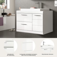 Waschbeckenunterschrank >Scout< in Weiß/Weiß hochglanz - 80x65x50cm (BxHxT)
