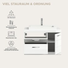 Waschbeckenunterschrank >Scout< in Weiß/Weiß hochglanz - 80x65x50cm (BxHxT)