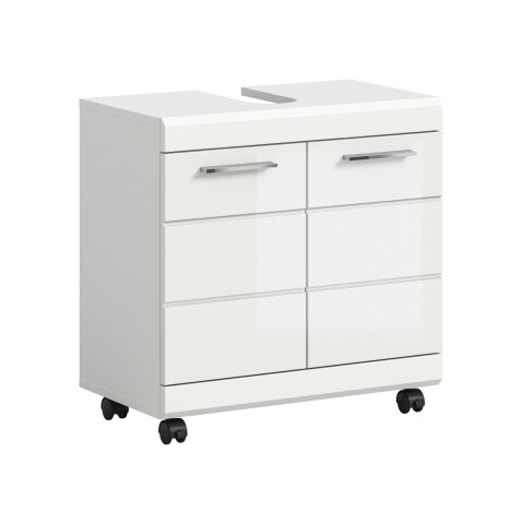 Waschbeckenunterschrank >Scout< in Weiß/Weiß hochglanz - 60x60x34cm (BxHxT)