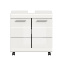 Waschbeckenunterschrank >Scout< in Weiß/Weiß hochglanz - 60x60x34cm (BxHxT)