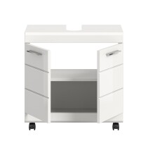 Waschbeckenunterschrank >Scout< in Weiß/Weiß hochglanz - 60x60x34cm (BxHxT)