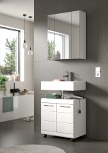 Waschbeckenunterschrank >Scout< in Weiß/Weiß hochglanz - 60x60x34cm (BxHxT)