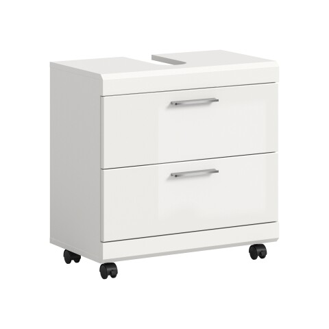Waschbeckenunterschrank >Scout< in Weiß/Weiß hochglanz - 60x60x34cm (BxHxT)
