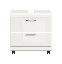 Waschbeckenunterschrank >Scout< in Weiß/Weiß hochglanz - 60x60x34cm (BxHxT)