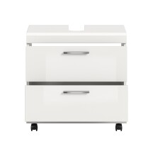 Waschbeckenunterschrank >Scout< in Weiß/Weiß hochglanz - 60x60x34cm (BxHxT)