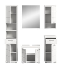 Badezimmer-Set >Scout< in Weiß/Weiß hochglanz - 164x191x34cm (BxHxT)