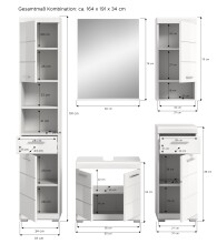 Badezimmer-Set >Scout< in Weiß/Weiß hochglanz - 164x191x34cm (BxHxT)