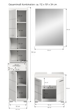 Badezimmer-Set >Scout< in Weiß/Weiß hochglanz - 112x191x34cm (BxHxT)