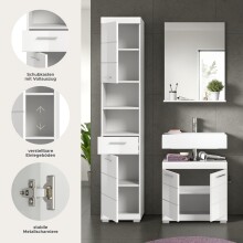 Badezimmer-Set >Scout< in Weiß/Weiß hochglanz - 112x191x34cm (BxHxT)