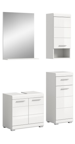 Badezimmer-Set >Scout< in Weiß/Weiß hochglanz - 112x191x34cm (BxHxT)