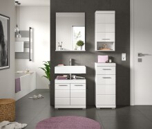 Badezimmer-Set >Scout< in Weiß/Weiß hochglanz - 112x191x34cm (BxHxT)