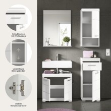 Badezimmer-Set >Scout< in Weiß/Weiß hochglanz - 112x191x34cm (BxHxT)
