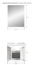 Badezimmer-Set >Scout< in Weiß/Weiß hochglanz - 60x191x34cm (BxHxT)