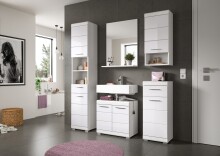 Badezimmer-Set >Scout< in Weiß/Weiß hochglanz - 60x191x34cm (BxHxT)