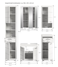 Badezimmer-Set >Scout< in Weiß/Weiß hochglanz - 164x191x34cm (BxHxT)