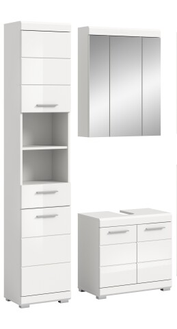 Badezimmer-Set >Scout< in Weiß/Weiß hochglanz - 112x191x34cm (BxHxT)