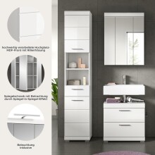Badezimmer-Set >Scout< in Weiß/Weiß hochglanz - 112x191x34cm (BxHxT)