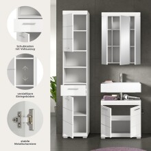 Badezimmer-Set >Scout< in Weiß/Weiß hochglanz - 112x191x34cm (BxHxT)