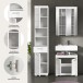 Badezimmer-Set >Scout< in Weiß/Weiß hochglanz - 112x191x34cm (BxHxT)