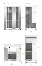 Badezimmer-Set >Scout< in Weiß/Weiß hochglanz - 112x191x34cm (BxHxT)