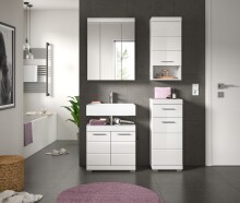 Badezimmer-Set >Scout< in Weiß/Weiß hochglanz - 112x191x34cm (BxHxT)