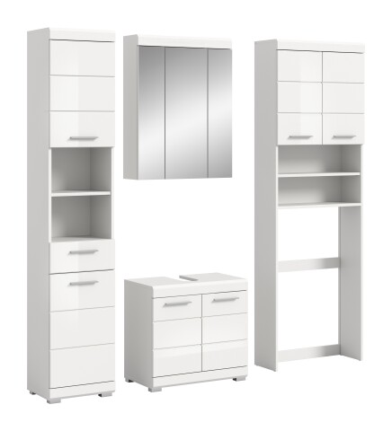 Badezimmer-Set >Scout< in Weiß/Weiß hochglanz - 190x191x34cm (BxHxT)